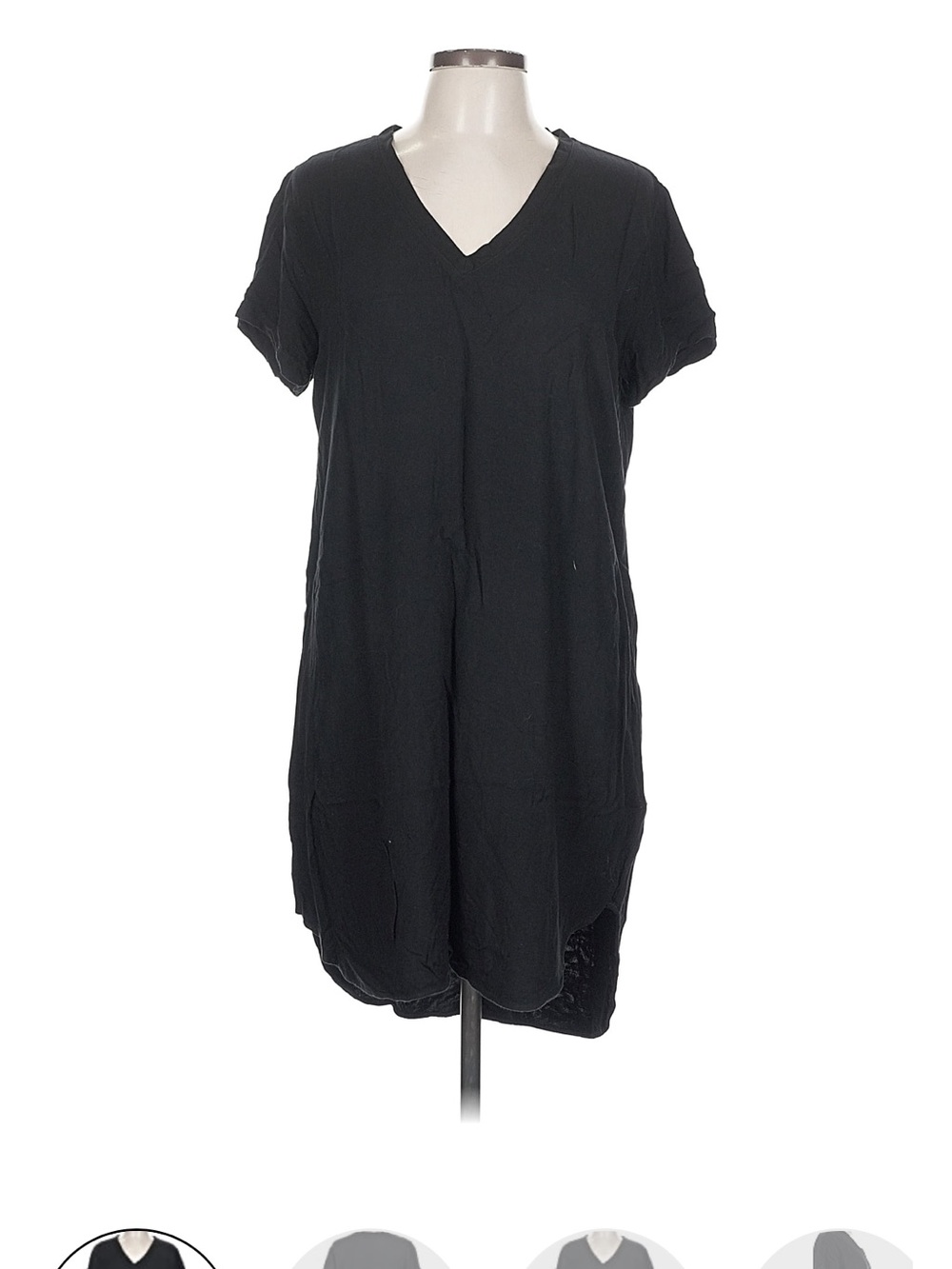 cloth & stone Black V-Neck Short Sleeve Dress